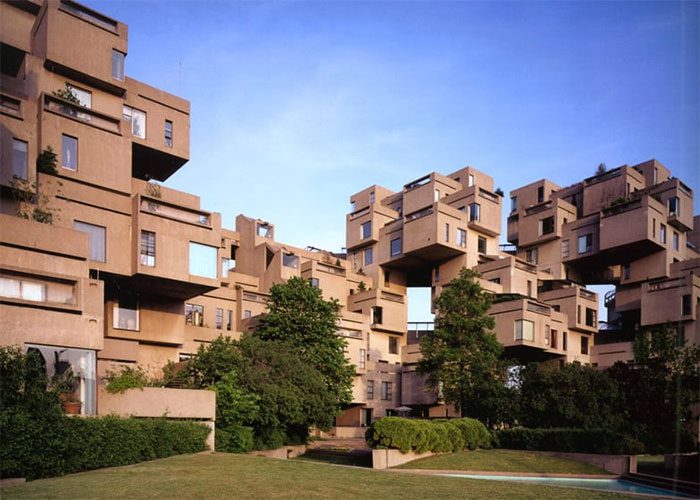 The building is arranged from 354 identical concrete cubes
