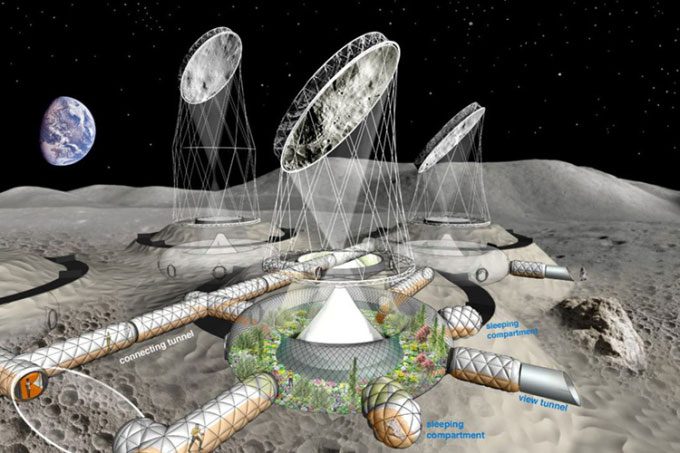 Inflatable settlement capable of self-sustaining oxygen and food.