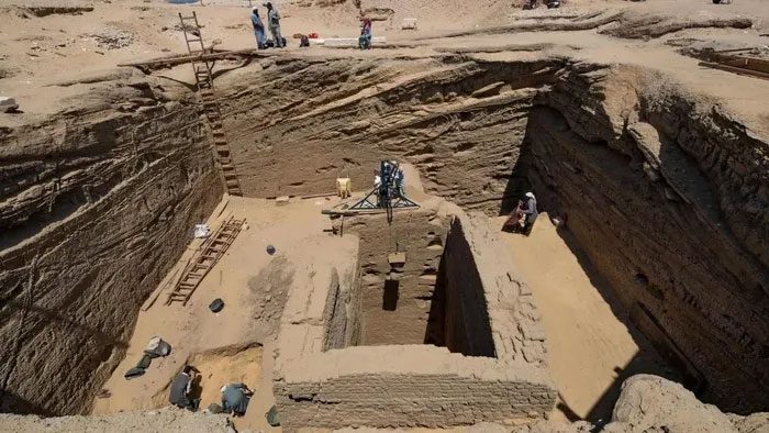 The tomb discovered during the excavation in Abusir, Egypt.