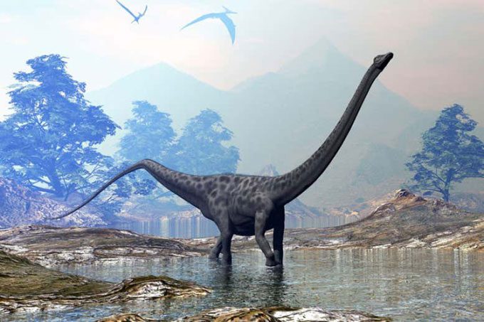 Simulation of a giant long-necked dinosaur.