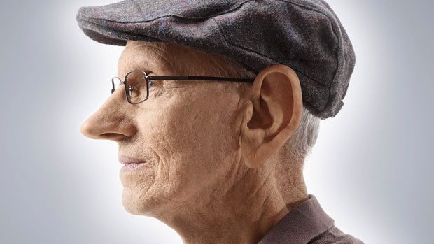 As humans age, the body shrinks, but the nose and ears continue to grow.