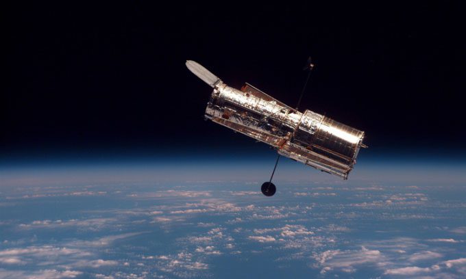 The Hubble Space Telescope operating above Earth's atmosphere.