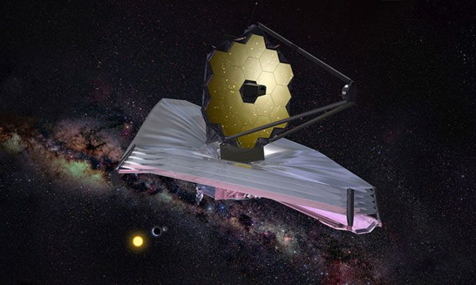 Simulation of James Webb operating in space.