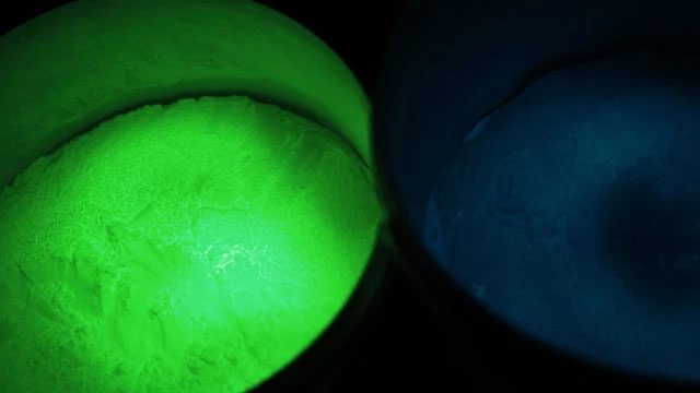 The stored luminescent energy from this material when illuminated naturally.