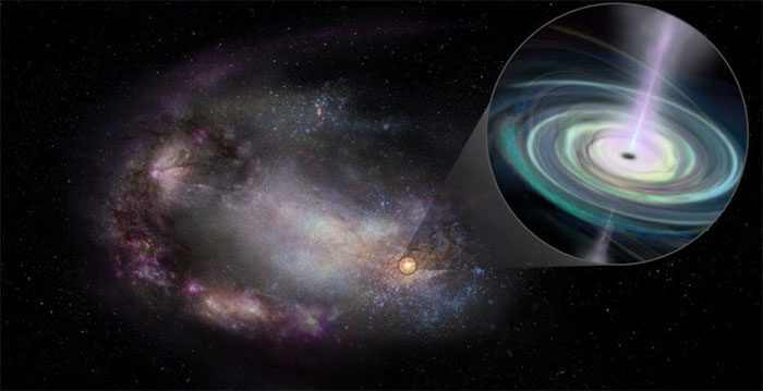 The light emitted by the star has been blocked in front of it by an invisible object that is bending.