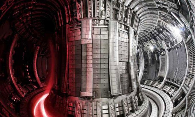 Inside the JET reactor, where the experiment produced 59 megajoules of energy.