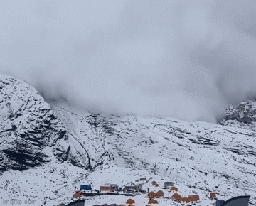 A large avalanche struck tents and camps on Manaslu Mountain, Nepal.