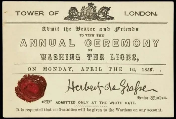 Invitation to the white lion bathing ceremony.
