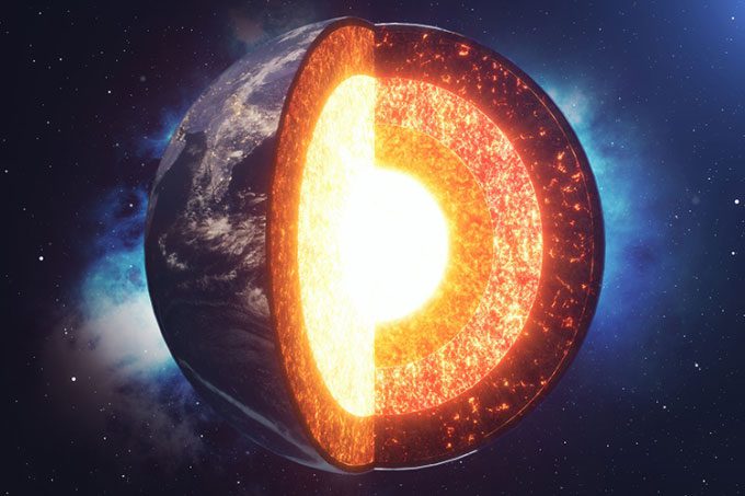 Illustration of the layers inside the Earth.