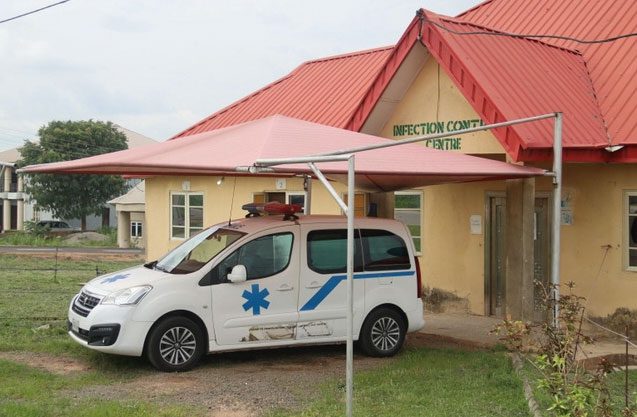 Entrance to a Lassa fever treatment area in Nigeria.