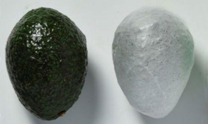 The coating sprayed onto food helps prevent spoilage and bruising.