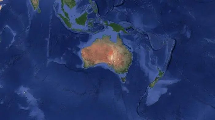 Zealandia continent viewed from space.