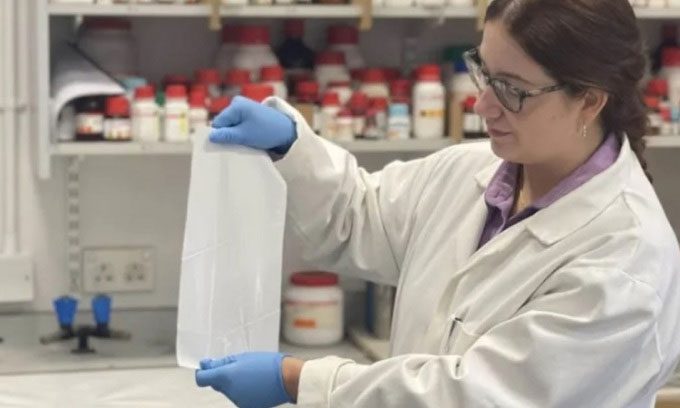 Self-sterilizing plastic film effectively kills viruses in tests.