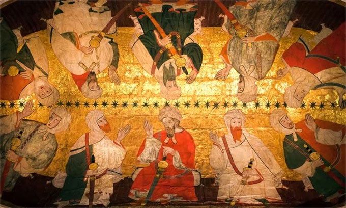 A section of the gold ceiling of the Alhambra Palace.