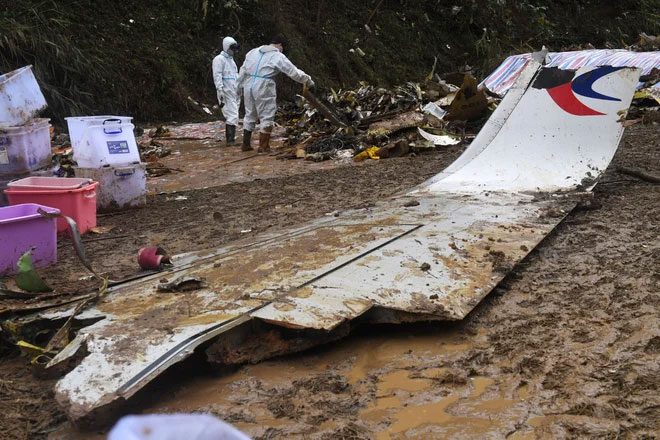 Debris from the aircraft found at the crash site.