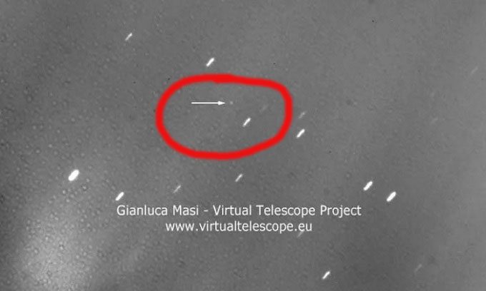 Debris of Falcon 9 rocket as seen from Earth.
