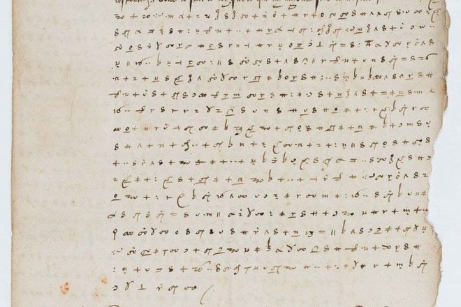 The encrypted letter of Emperor Charles V after being scanned.