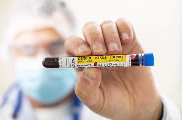 Blood sample after dengue fever test
