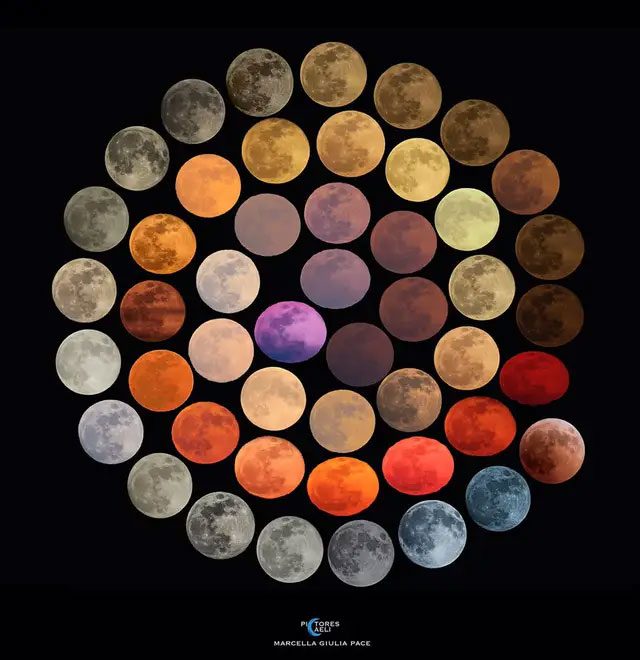 The Moon can appear in various colors.