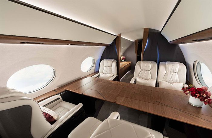 The spacious dining room can seat six guests.
