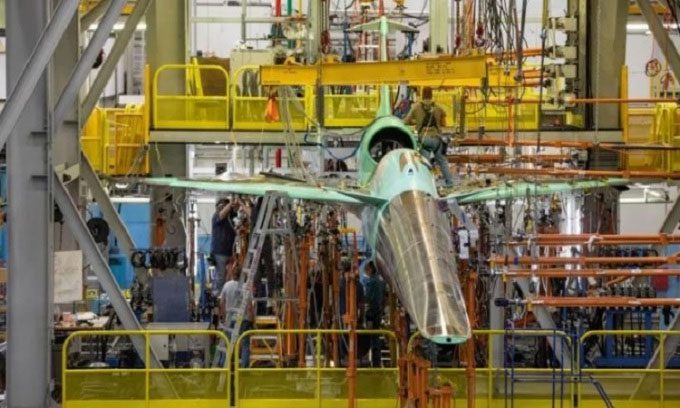 X-59 aircraft at Lockheed Martin facility in Fort Worth, Texas.