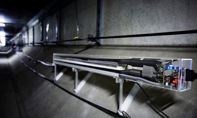 The detector is approximately 2 meters long in the tunnel beneath Tokyo Bay.