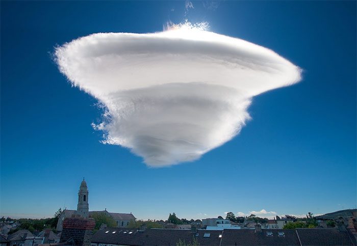 This strange cloud was recorded in June 2015 in Dublin, Ireland.
