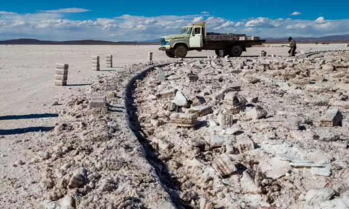 A lithium mining site in Salar de Uyuni, Bolivia.