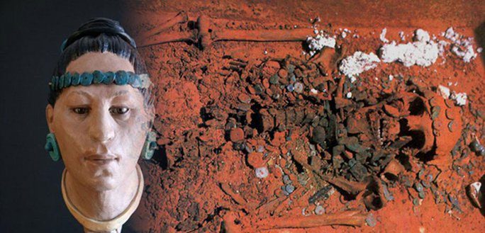 The remains of the Red Queen still red as blood after centuries