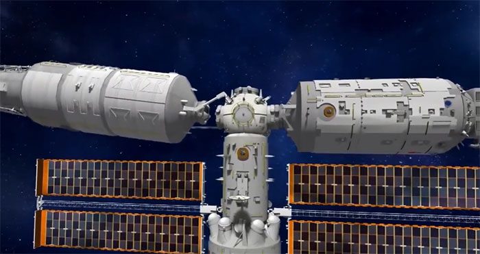 Mengtian module relocating position on the Tiangong space station.