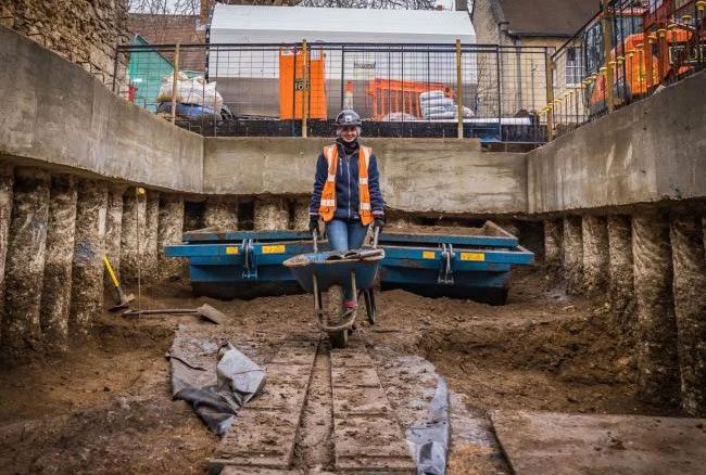 The foundations of the school excavated during dormitory construction.