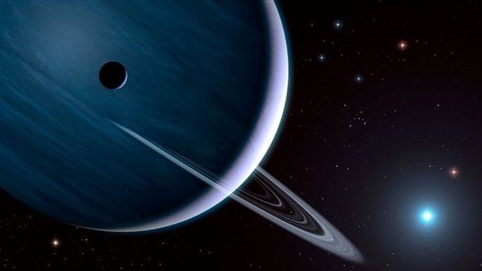 Graphic depicting a "monster family" with a blue star and a giant gas planet