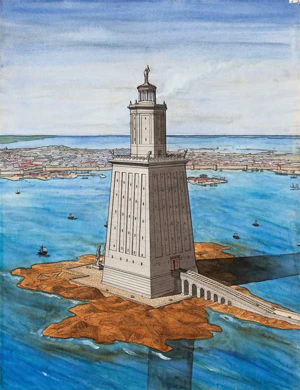 A painting of the Lighthouse in Alexandria.