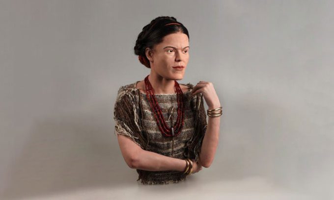 Reconstructed portrait of a wealthy woman from the grave near Mikulovice, Czech Republic.