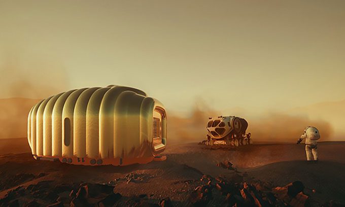 Simulation of an inflatable house on Mars.