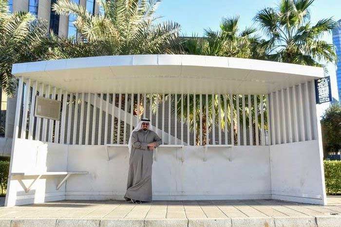 Jassim Al-Awadhi in a bus shelter on January 9.