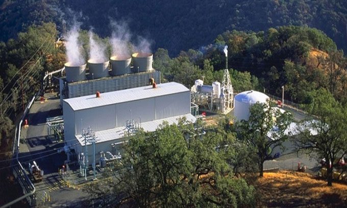 Geothermal power plant at The Geysers.