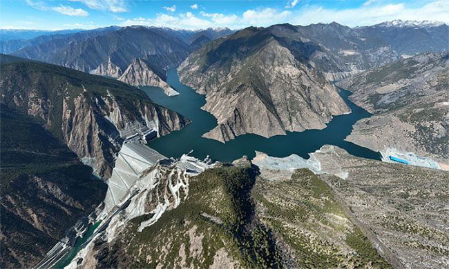 Lianghekou Hydropower Plant on the Yalong River in Sichuan Province, southwest China.