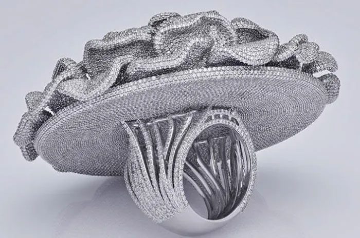 The ring with the most diamonds.