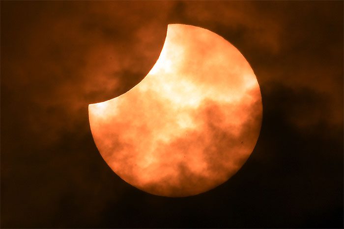 A beautiful partial solar eclipse viewed from the capital Beirut, Lebanon.