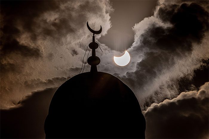 Partial solar eclipse captured in Herzliya, Israel.