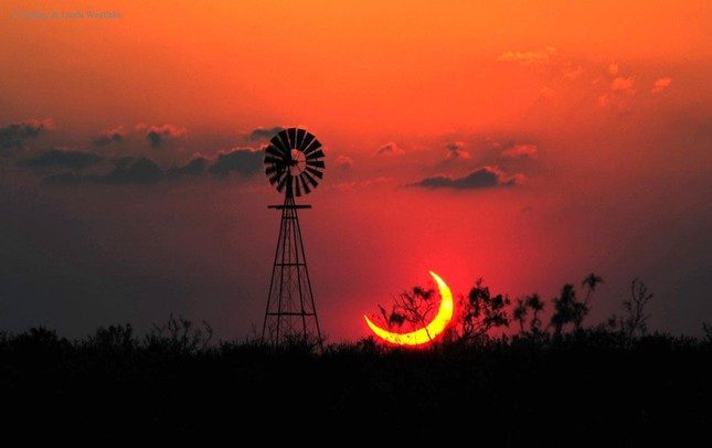 Partial Solar Eclipse in Texas, USA, 2012.