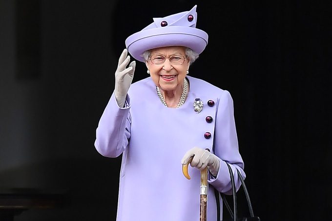 Queen Elizabeth II at the Palace of Holyroodhouse in Edinburgh, Scotland in June.