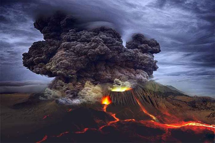 Supervolcanic eruptions lead to increased atmospheric carbon dioxide levels.