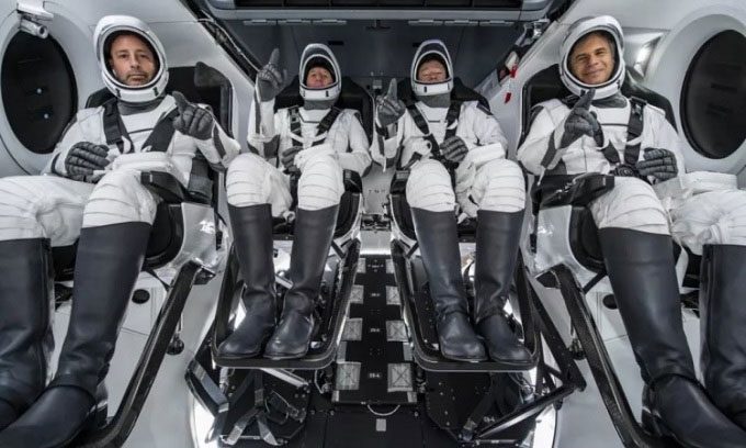 AX-1 crew in the Crew Dragon capsule