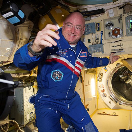 Astronaut Scott Kelly working on the International Space Station (ISS).