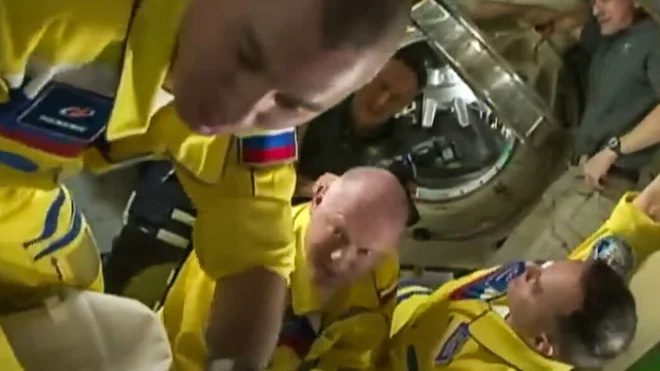 Russian astronauts on the ISS.