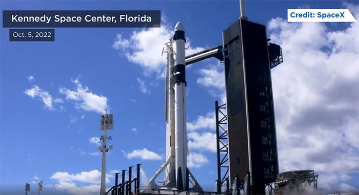 Falcon 9 rocket on the launch pad