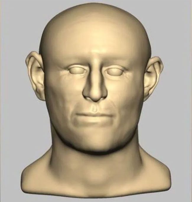Facial reconstruction of an adult among the remains found in the well.
