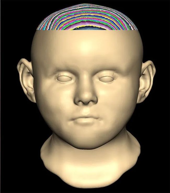 Digital facial reconstruction of one of the children found in the well.